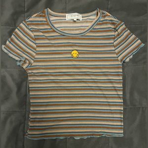 Horizontal Stripe Smiley Face Shirt